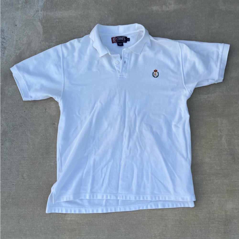 Chaps Ralph Lauren White Polo with Embroidered Crest size L
